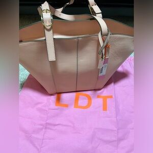 LDT Leather Satchel Bag/peachy Pink/nwt